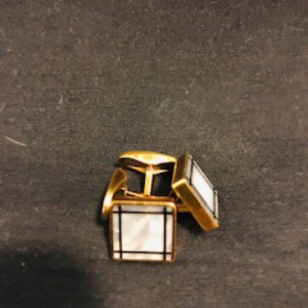 mother of pearl gold cuff links